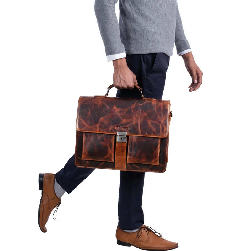 "Eros" Aktentasche Leder 15,6" Laptoptasche Businesstasche Echtleder