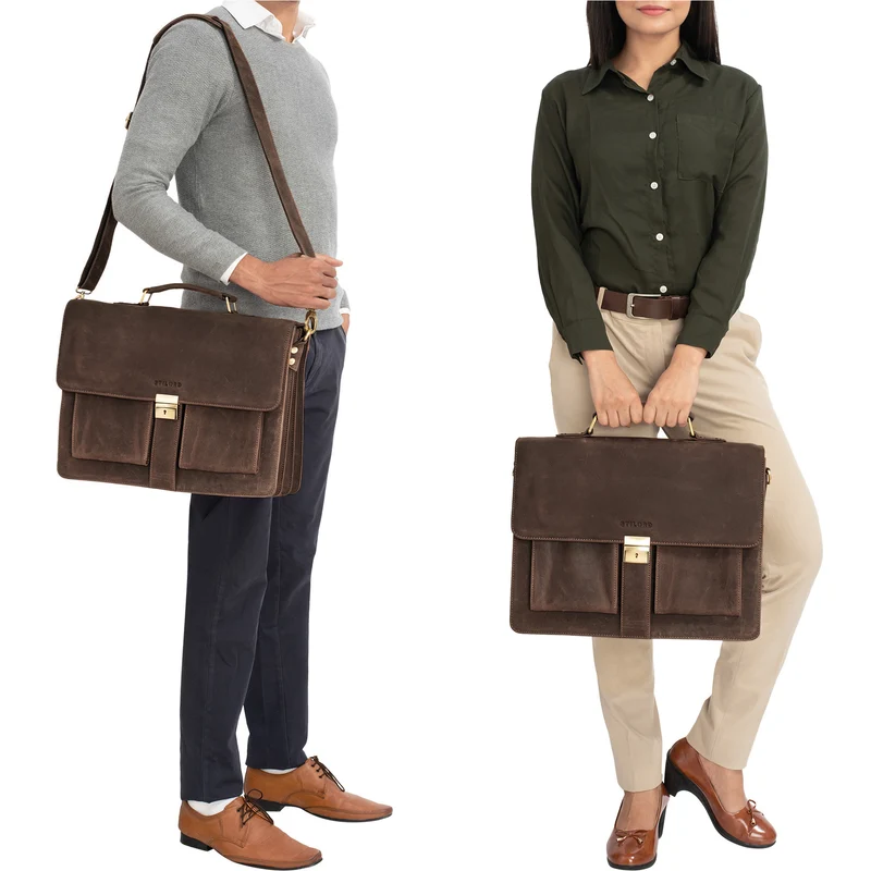 "Eros" Aktentasche Leder 15,6" Laptoptasche Businesstasche Echtleder