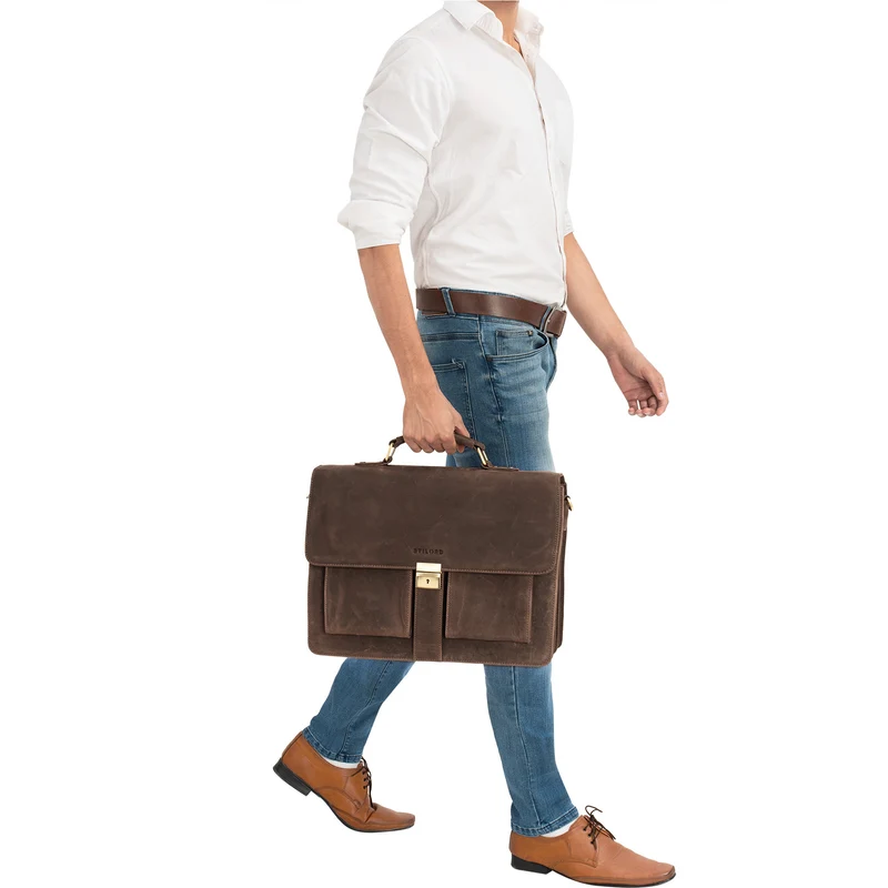 "Eros" Aktentasche Leder 15,6" Laptoptasche Businesstasche Echtleder