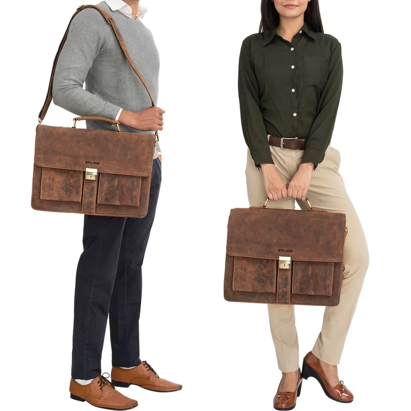 "Eros" Aktentasche Leder 15,6" Laptoptasche Businesstasche Echtleder