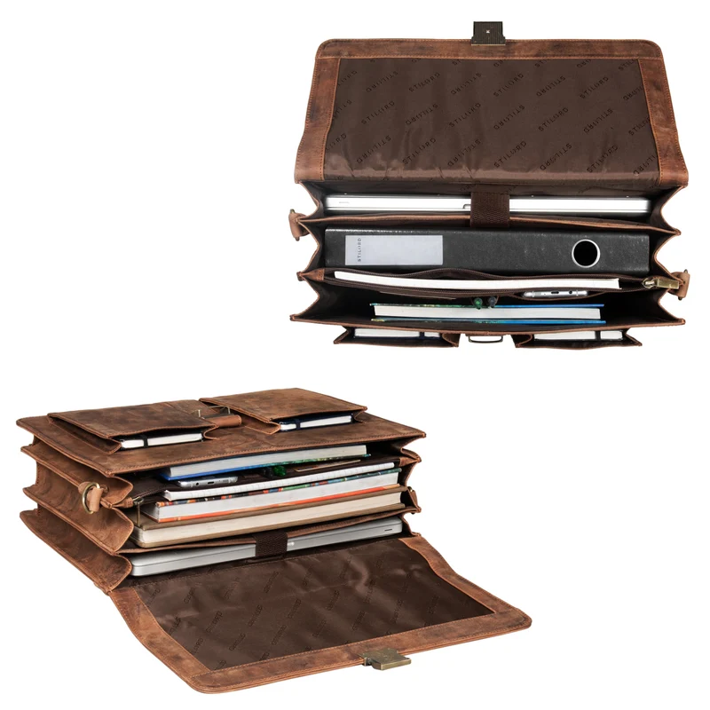 "Eros" Aktentasche Leder 15,6" Laptoptasche Businesstasche Echtleder