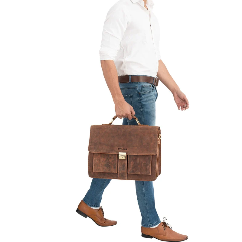 "Eros" Aktentasche Leder 15,6" Laptoptasche Businesstasche Echtleder