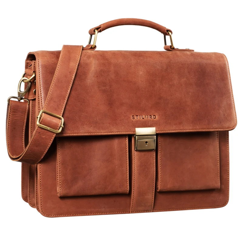 "Eros" Aktentasche Leder 15,6" Laptoptasche Businesstasche Echtleder