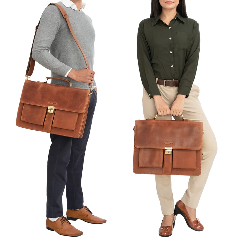 "Eros" Aktentasche Leder 15,6" Laptoptasche Businesstasche Echtleder