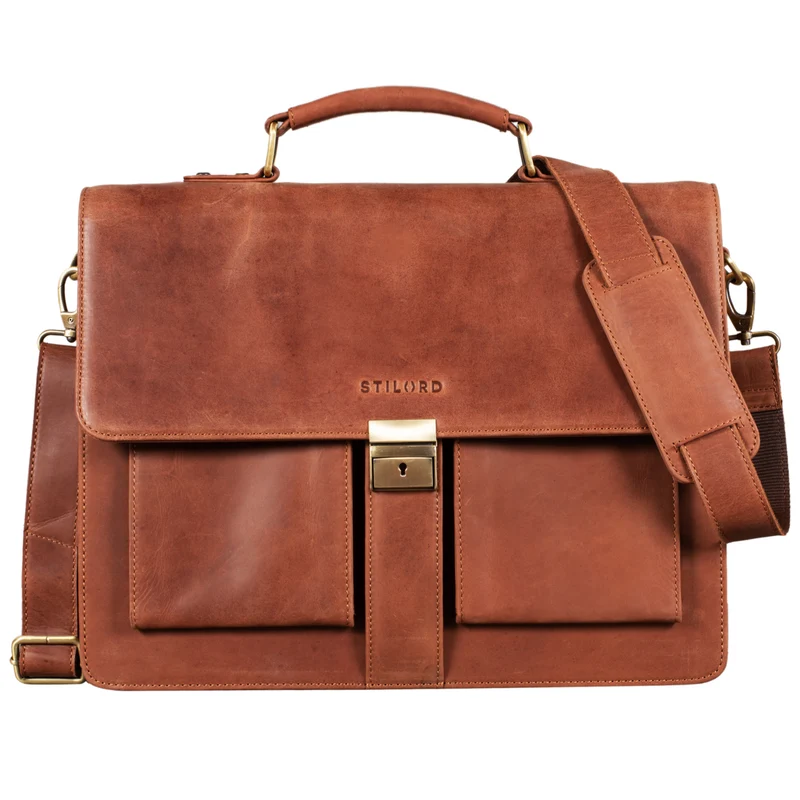 "Eros" Aktentasche Leder 15,6" Laptoptasche Businesstasche Echtleder