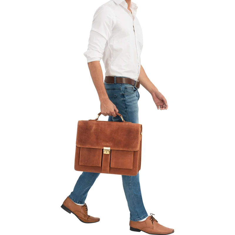 "Eros" Aktentasche Leder 15,6" Laptoptasche Businesstasche Echtleder