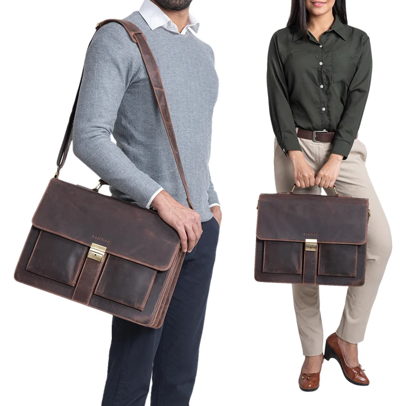 "Eros" Aktentasche Leder 15,6" Laptoptasche Businesstasche Echtleder