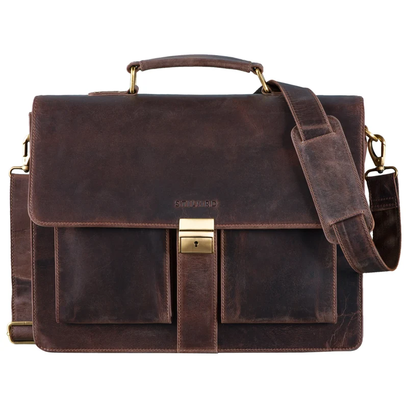 "Eros" Aktentasche Leder 15,6" Laptoptasche Businesstasche Echtleder