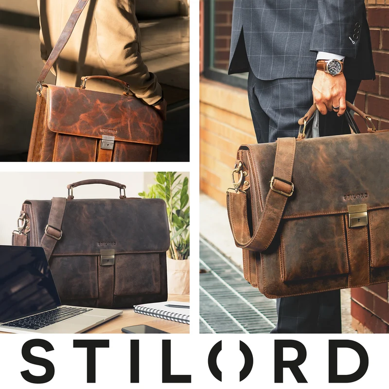 "Eros" Aktentasche Leder 15,6" Laptoptasche Businesstasche Echtleder