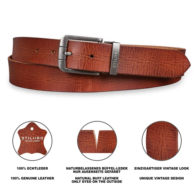 Vintage Ledergürtel Herren 80 -130 cm kürzbar
