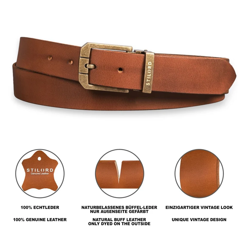 Vintage Ledergürtel Herren 80 -130 cm kürzbar