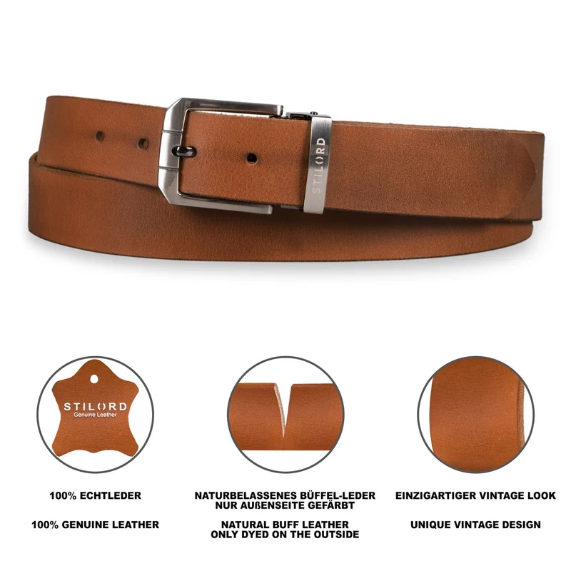 Vintage Ledergürtel Herren 80 -130 cm kürzbar