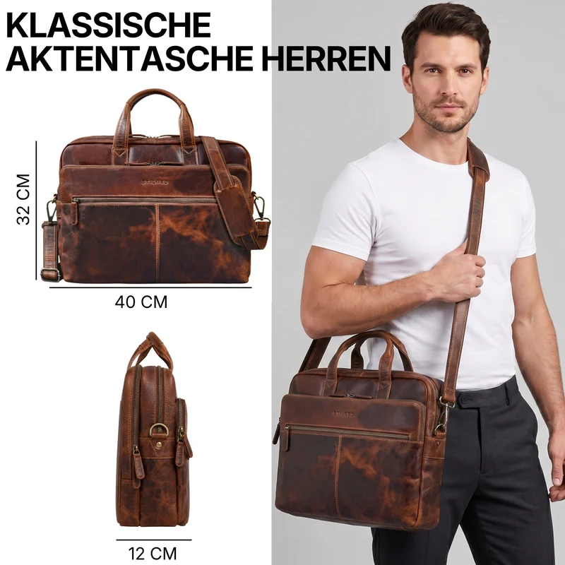 "William" Klassische Aktentasche Herren Leder XL