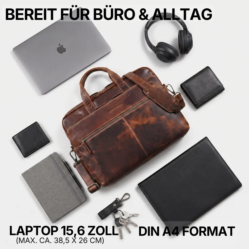 "William" Klassische Aktentasche Herren Leder XL