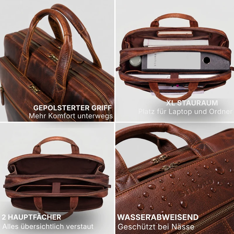 "William" Klassische Aktentasche Herren Leder XL