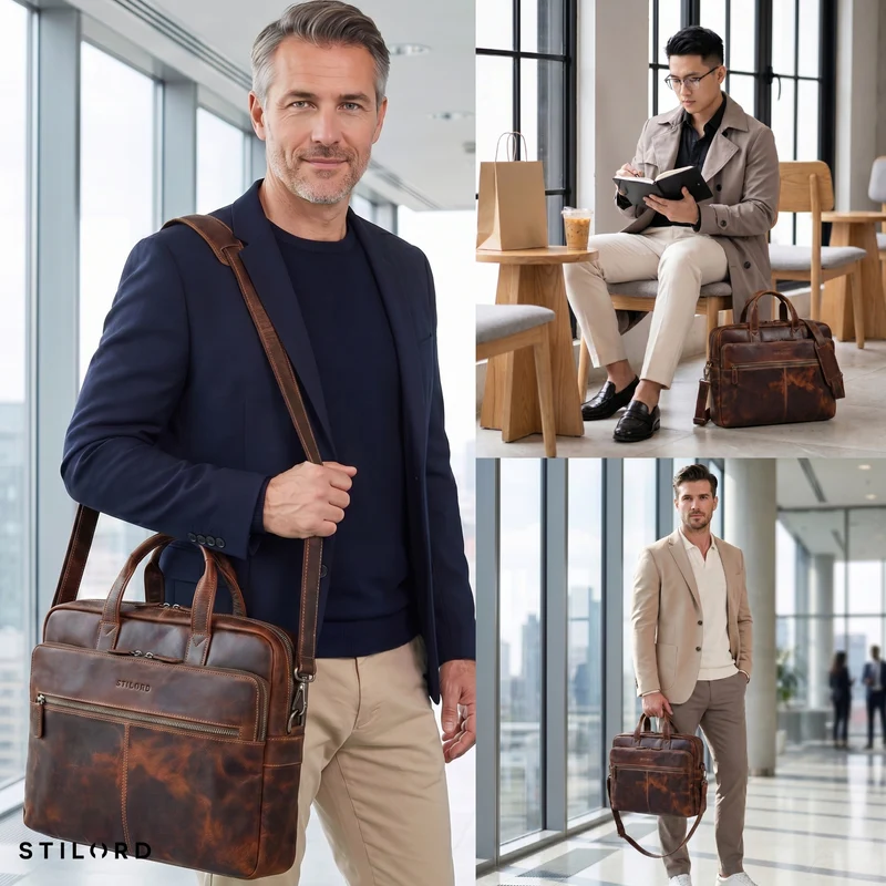 "William" Klassische Aktentasche Herren Leder XL