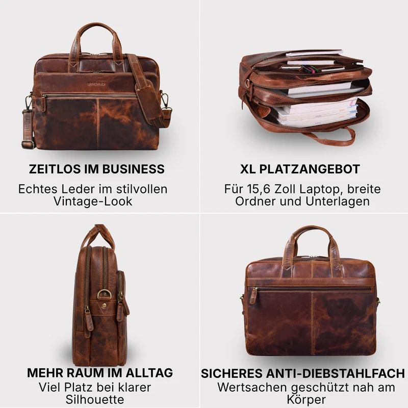 "William" Klassische Aktentasche Herren Leder XL