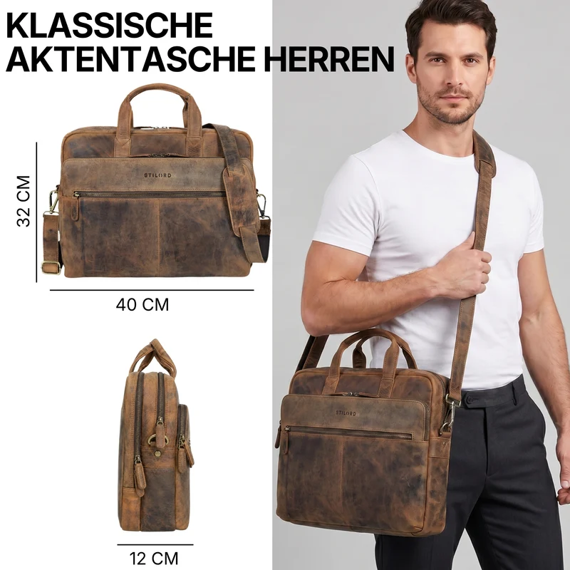 "William" Klassische Aktentasche Herren Leder XL