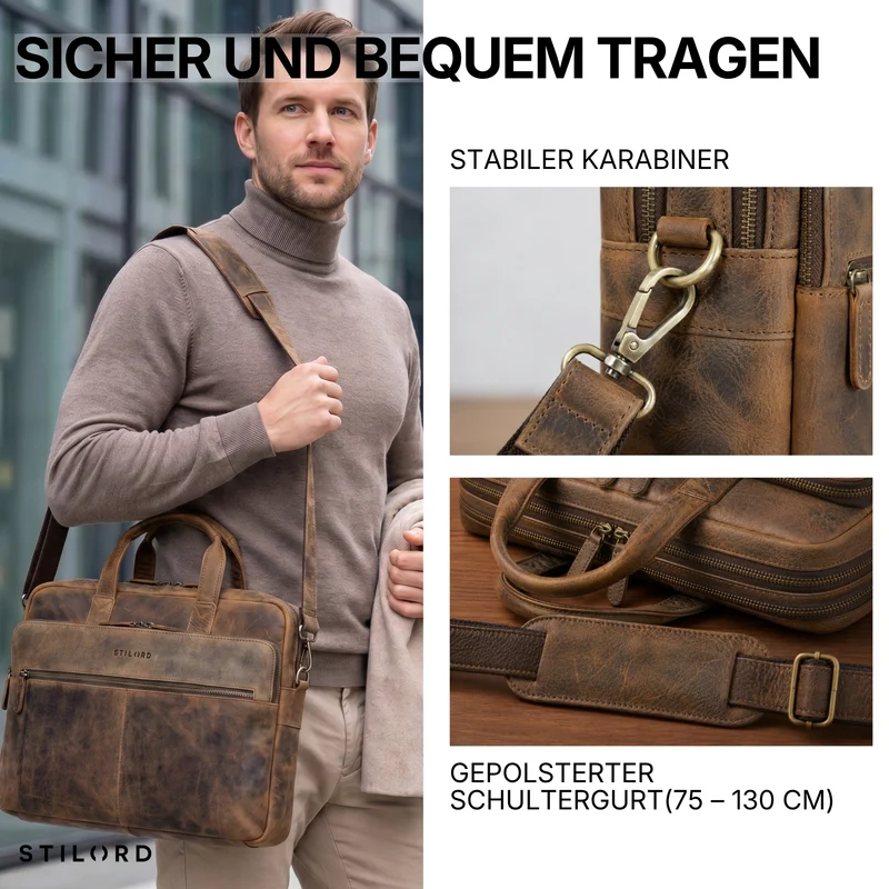 "William" Klassische Aktentasche Herren Leder XL