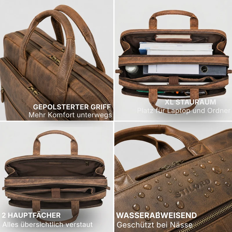 "William" Klassische Aktentasche Herren Leder XL