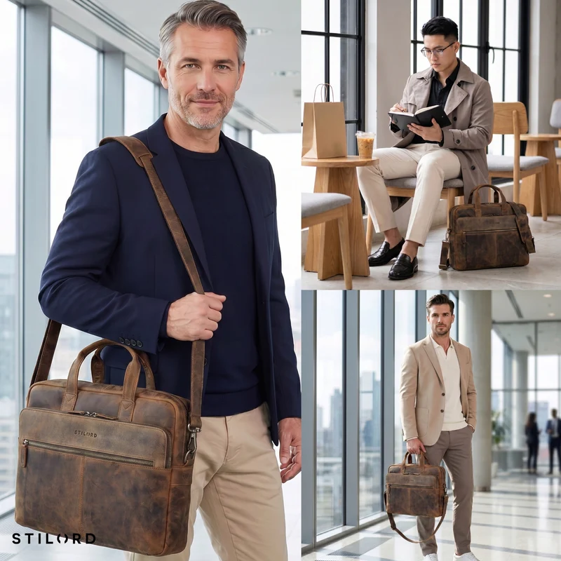 "William" Klassische Aktentasche Herren Leder XL