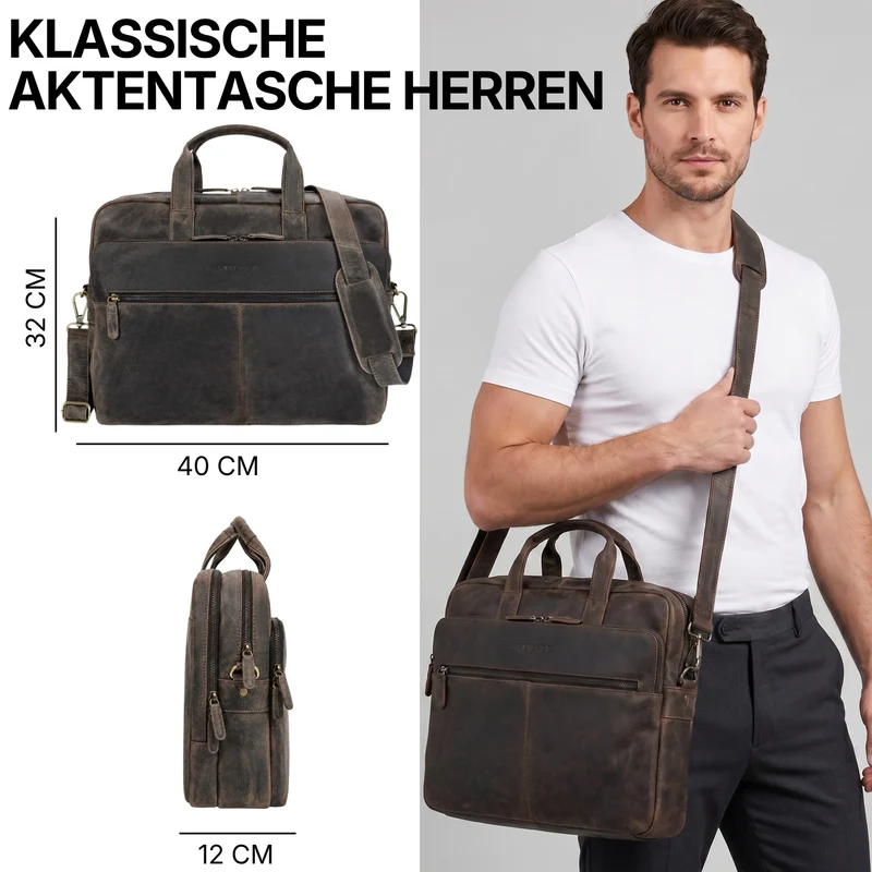 "William" Klassische Aktentasche Herren Leder XL