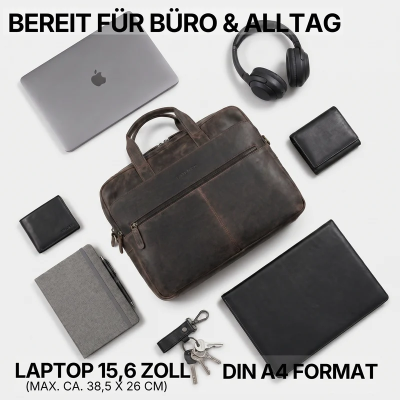 "William" Klassische Aktentasche Herren Leder XL