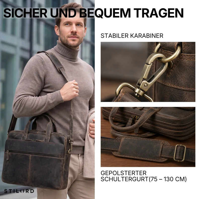"William" Klassische Aktentasche Herren Leder XL