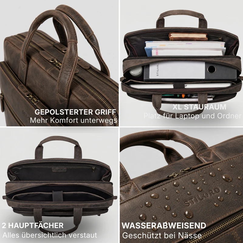 "William" Klassische Aktentasche Herren Leder XL