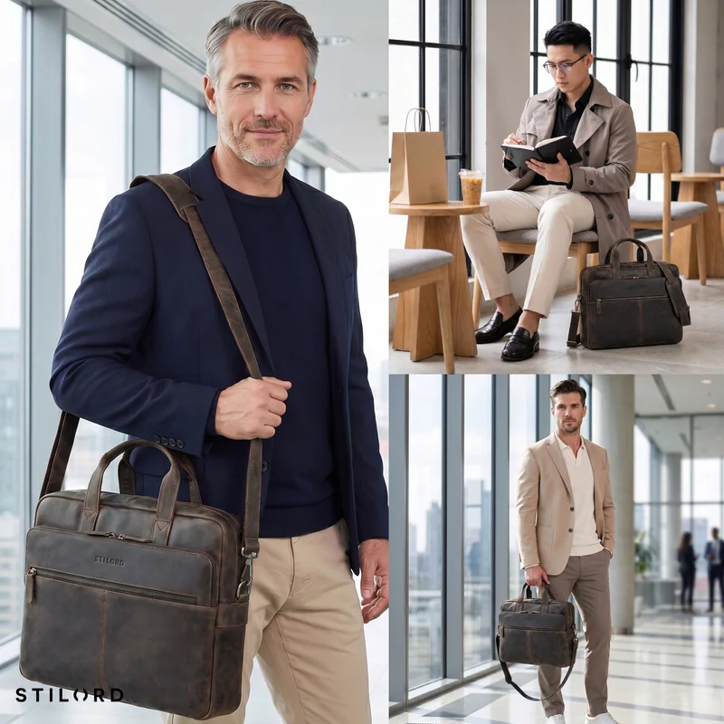 "William" Klassische Aktentasche Herren Leder XL