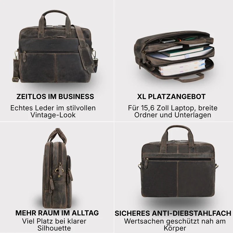 "William" Klassische Aktentasche Herren Leder XL