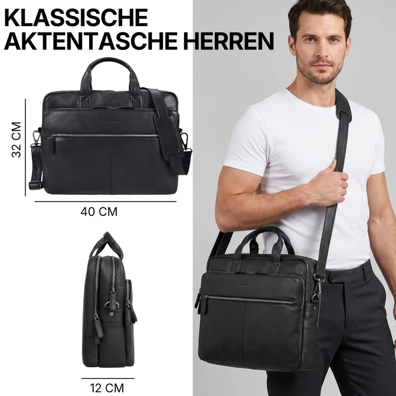 "William" Klassische Aktentasche Herren Leder XL