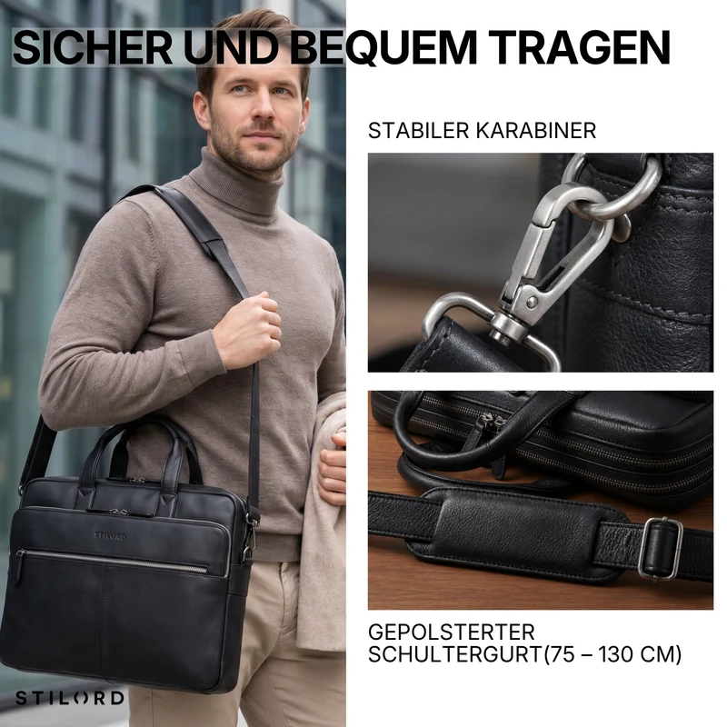"William" Klassische Aktentasche Herren Leder XL