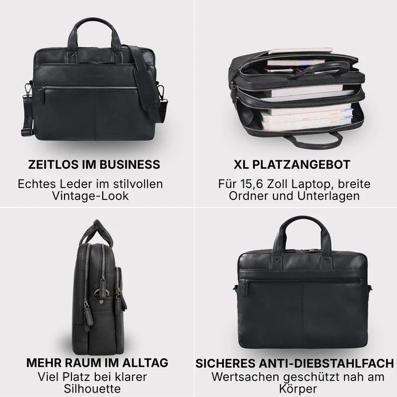 "William" Klassische Aktentasche Herren Leder XL