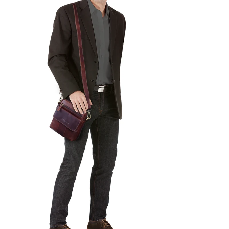 "Jerry" Kleine Ledertasche Männer Vintage