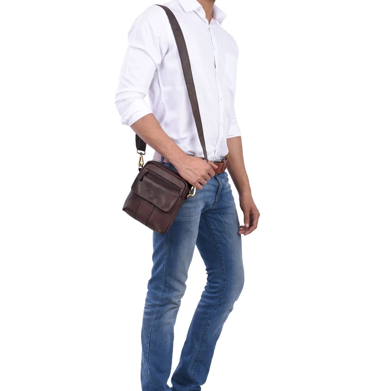 "Jerry" Kleine Ledertasche Männer Vintage