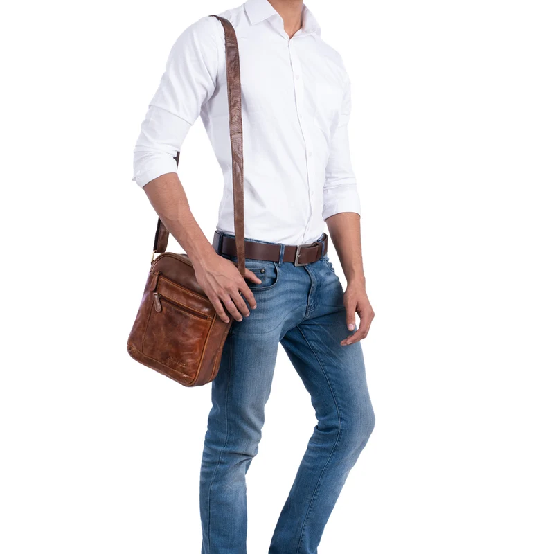 "Diego" Vintage Herrentasche Leder klein