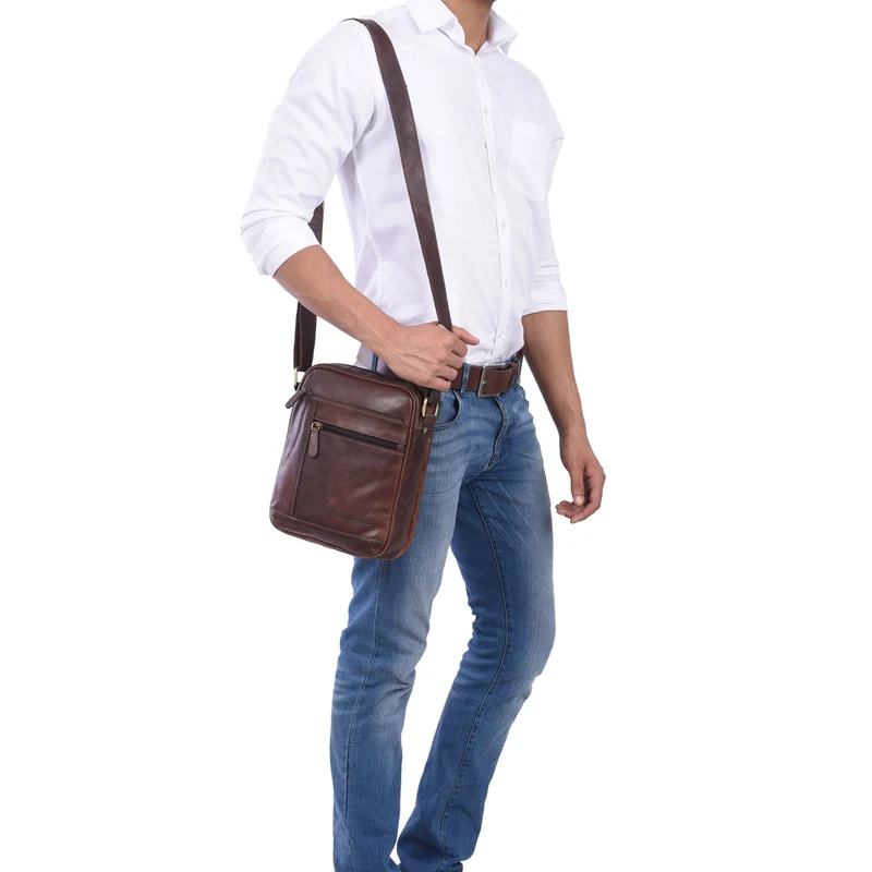 "Diego" Vintage Herrentasche Leder klein