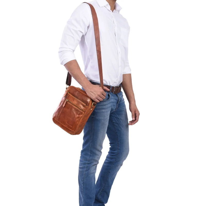 "Diego" Vintage Herrentasche Leder klein