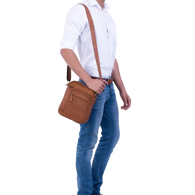 "Diego" Vintage Herrentasche Leder klein
