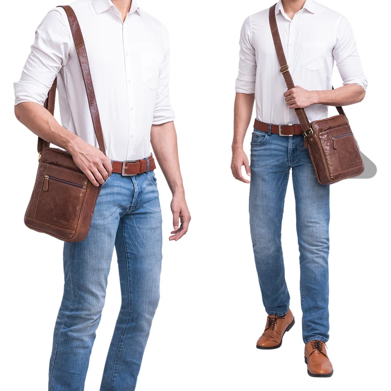 "Diego" Vintage Herrentasche Leder klein