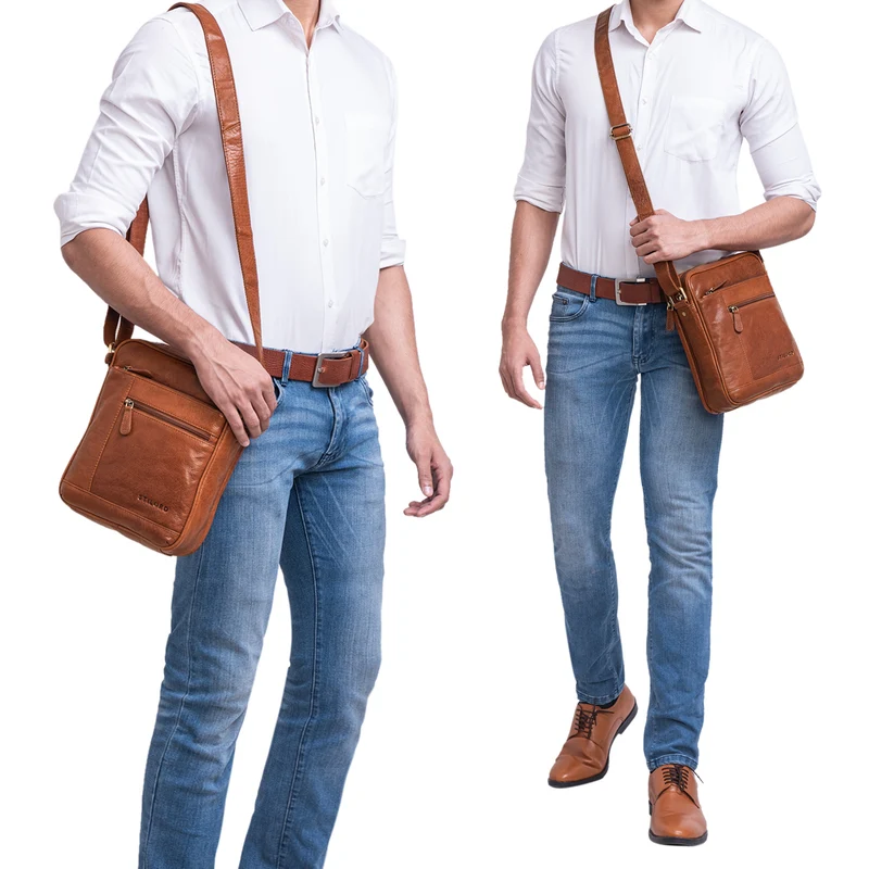 "Diego" Vintage Herrentasche Leder klein
