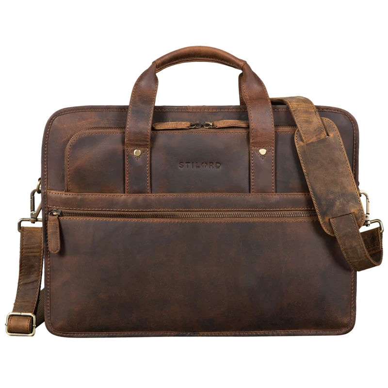 "Yves" Aktentasche Herren u. Damen Leder 15.6 Zoll Laptop-Fach Arbeitstasche