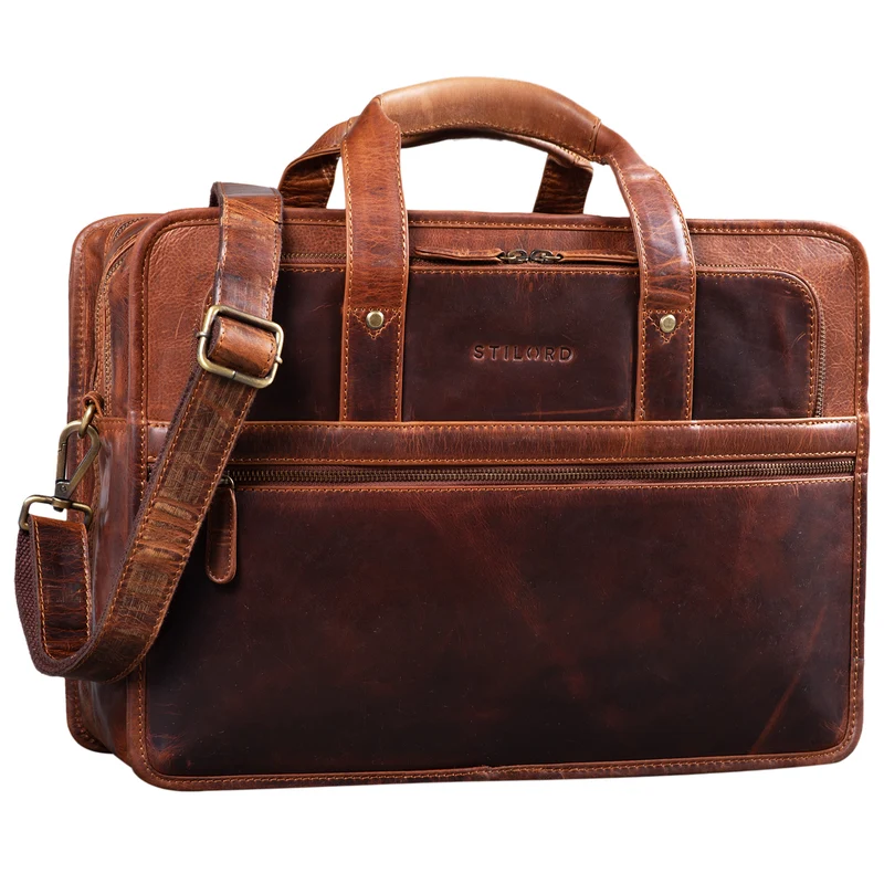 "Yves" Aktentasche Herren u. Damen Leder 15.6 Zoll Laptop-Fach Arbeitstasche