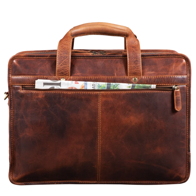 "Yves" Aktentasche Herren u. Damen Leder 15.6 Zoll Laptop-Fach Arbeitstasche