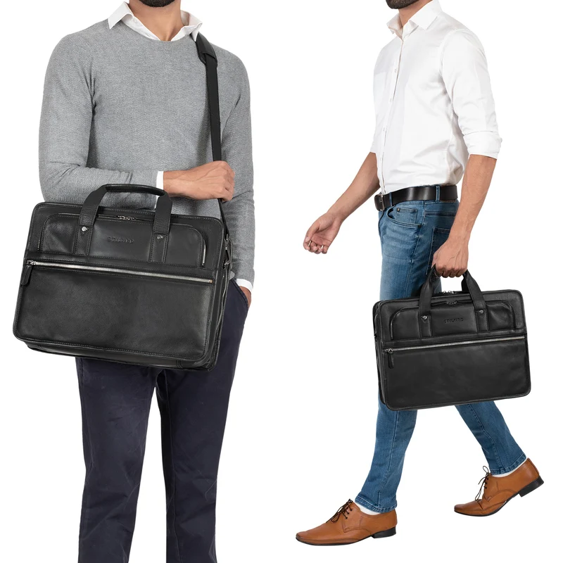 "Yves" Aktentasche Herren u. Damen Leder 15.6 Zoll Laptop-Fach Arbeitstasche