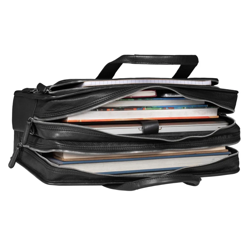 "Yves" Aktentasche Herren u. Damen Leder 15.6 Zoll Laptop-Fach Arbeitstasche