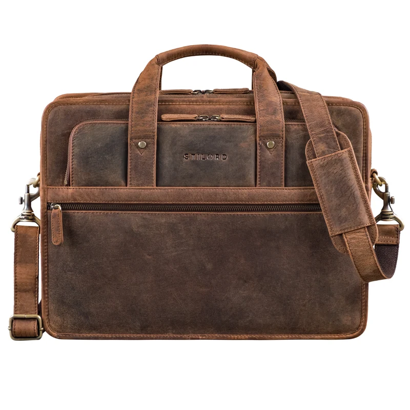 "Yves" Aktentasche Herren u. Damen Leder 15.6 Zoll Laptop-Fach Arbeitstasche