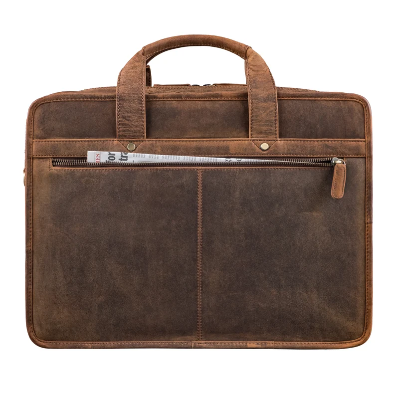 "Yves" Aktentasche Herren u. Damen Leder 15.6 Zoll Laptop-Fach Arbeitstasche