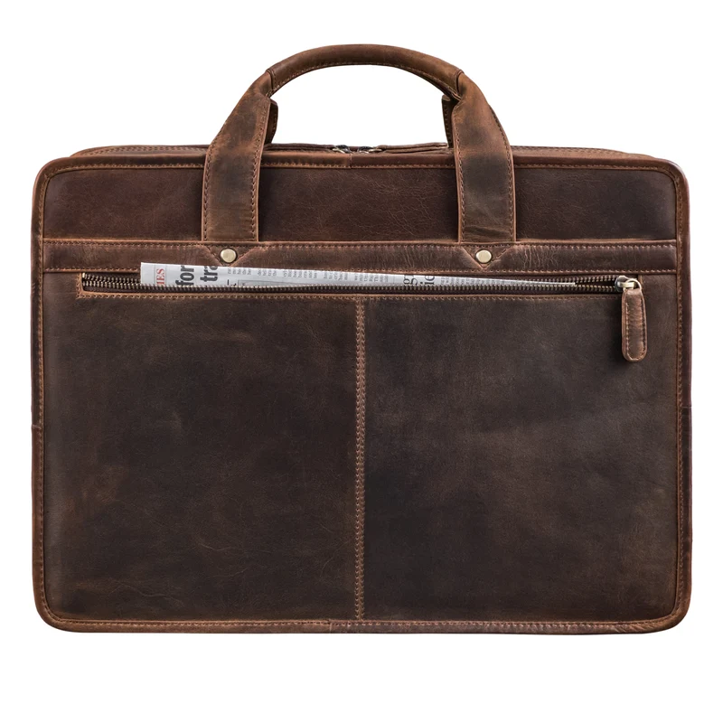 "Yves" Aktentasche Herren u. Damen Leder 15.6 Zoll Laptop-Fach Arbeitstasche